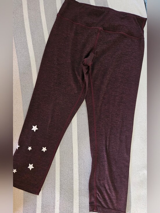 Spiritual Gangster Pants - Spirtual Gangster Burgundy Heathered Cropped Leggings